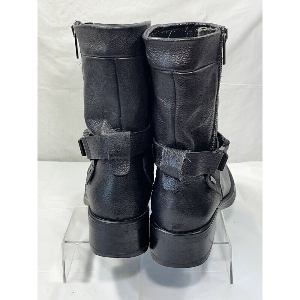 AQUATALIA Boots MARVIN K Moto Leather Biker Side Zip Black Italy  Womens 9.5 - Picture 5 of 15